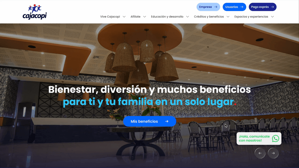Cajacopi — sitio web anterior